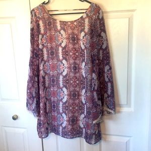 Floral flare sleeve dress